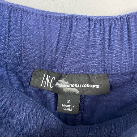 NWT INC INTERNATIONAL CONCEPTS Navy Blue Linen Blend Wide-Leg Stretch Pants sz 2 - Picture 9 of 15